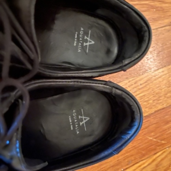 Aquatalia Mens Leather Dress Shoes Black Size 8.5M Made in Italy - Picture 5 of 5